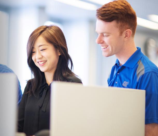 a person smiling at a person