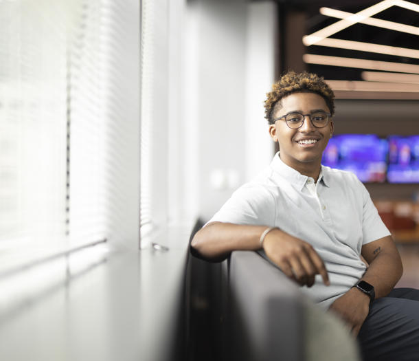 a person sitting on a couch